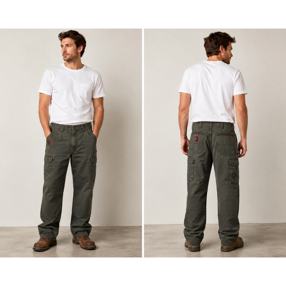 Vintage Wrangler RIGGS Workwear Cargo Pants Mens 36x36 Green Ripstop Utility Y2K